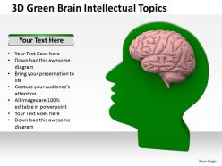 3d green brain intellectual topics ppt graphics icons powerpoint