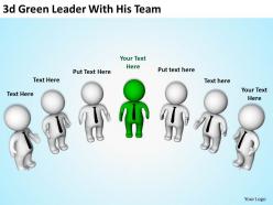 3d green leader with his team ppt graphics icons