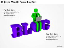 3d green man on purple blog text ppt graphics icons powerpoint