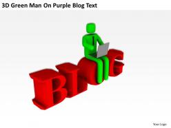 3d green man on purple blog text ppt graphics icons powerpoint