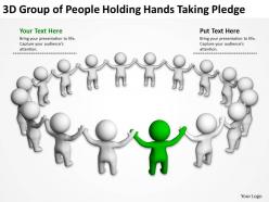 3D group of people holding hands taking plegde Ppt Graphics Icons