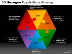 3d hexagon puzzle pieces planning powerpoint slides and ppt templates db