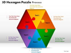 3d hexagon puzzle process powerpoint slides