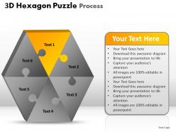 3d hexagon puzzle process powerpoint slides