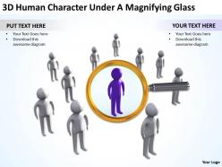 3d human character under a magnifying glass ppt graphics icons powerpoint