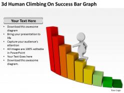 3d human climbing on success bar graph ppt graphics icons