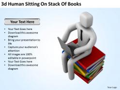 3d human sitting on stack of books ppt graphics icons
