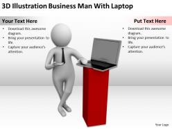 3d illustration business man with laptop ppt graphics icons powerpoint