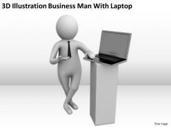 3d illustration business man with laptop ppt graphics icons powerpoint
