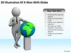 3d illustration of a man with globe ppt graphics icons powerpoint