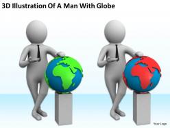 3d illustration of a man with globe ppt graphics icons powerpoint