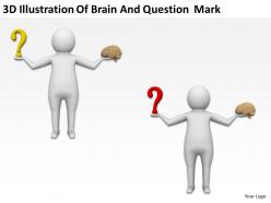 3d illustration of brain and question mark ppt graphics icons