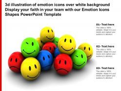 3d illustration of emotion icons over white display your faith in your team with our emotion icons shapes template