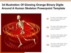 3d illustration of glowing orange binary digits around a human skeleton powerpoint template