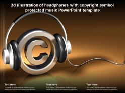 3d illustration of headphones with copyright symbol protected music powerpoint template