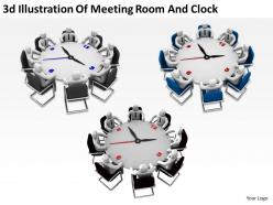 3d illustration of meeting room and clock ppt graphics icons