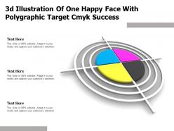 3d Illustration Of One Happy Face With Polygraphic Target Cmyk Success