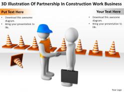 3d illustration of partnership in construction work business ppt graphics icons powerpoin