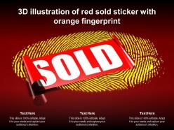 3d illustration of red sold sticker with orange fingerprint