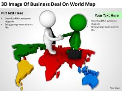 3d image of business deal on world map ppt graphics icons powerpoint