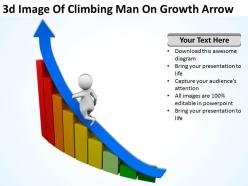 3d image of climbing man on growth arrow ppt graphics icons