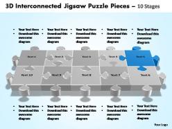 3d interconnected jigsaw puzzle pieces 10 stages powerpoint templates