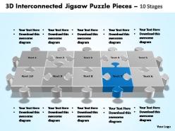 3d interconnected jigsaw puzzle pieces 10 stages powerpoint templates
