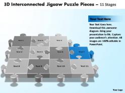 3d interconnected jigsaw puzzle pieces 11 stages powerpoint templates