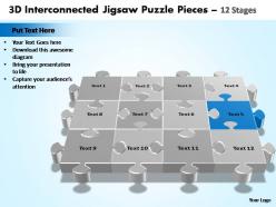 3d interconnected jigsaw puzzle pieces 12 stages powerpoint templates