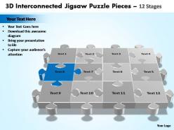 3d interconnected jigsaw puzzle pieces 12 stages powerpoint templates