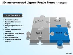 3d interconnected jigsaw puzzle pieces 4 stages powerpoint templates