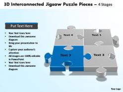 3d interconnected jigsaw puzzle pieces 4 stages powerpoint templates