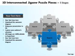 3d interconnected jigsaw puzzle pieces 5 stages powerpoint templates