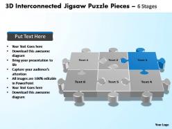 3d interconnected jigsaw puzzle pieces 6 stages powerpoint templates