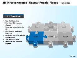 3d interconnected jigsaw puzzle pieces 6 stages powerpoint templates