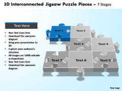 3d interconnected jigsaw puzzle pieces 7 stages powerpoint templates