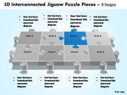 3d interconnected jigsaw puzzle pieces 8 stages powerpoint templates