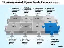3d interconnected jigsaw puzzle pieces 8 stages powerpoint templates