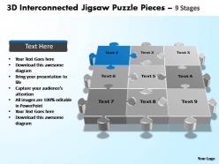 3d interconnected jigsaw puzzle pieces 9 stages powerpoint templates