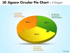 3d jigsaw circular diagram pie chart 3 stages style 4 powerpoint templates 5