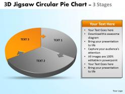 3d jigsaw circular diagram pie chart 3 stages style 4 powerpoint templates 5