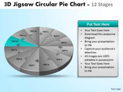 3d jigsaw circular pie chart 12 stages diagram powerpoint templates 6