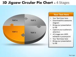 3d jigsaw circular pie chart 4 stages style 4 powerpoint templates 4