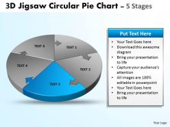 3d jigsaw circular templates pie chart 5 stages style 4 powerpoint templates 5