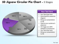 3d jigsaw circular templates pie chart 5 stages style 4 powerpoint templates 5