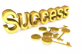 3d key with success graphic stock photo
