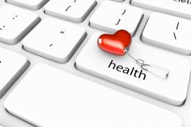 3d keyboard with heart and health stock photo