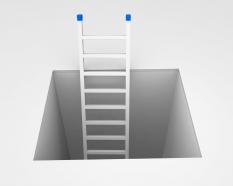 3d ladder coming out from square stock photo