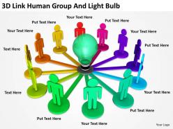3d link human group and light bulb ppt graphics icons