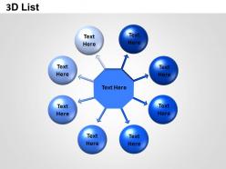 3d list circle and hexagon powerpoint presentation slides